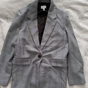 Steve Madden Black and Gray Plaid Blazer